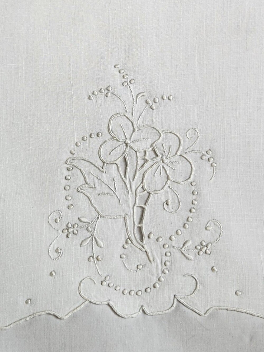 VINTAGE HANDMADE EMBROIDERED FINGER OR TEA TOWEL